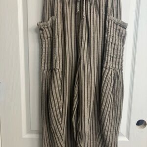 Free People Striped Pants in Gray and Cream